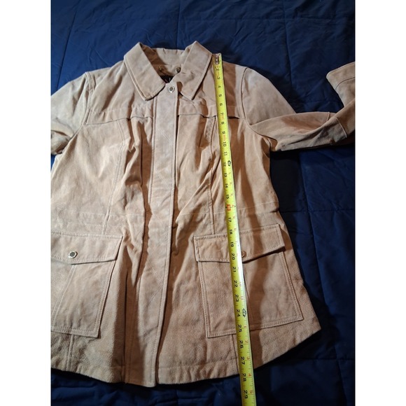 Isaac Mizrahi Live Medium Suede Leather Snap Button Zip Jacket Pockets Lined - Picture 3 of 6